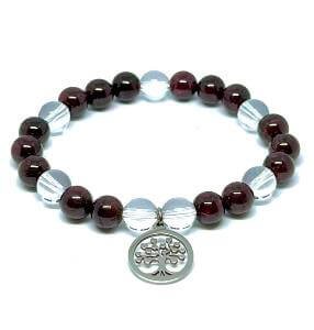 Minerální náramek granát, křišťál - SPOJENÍ